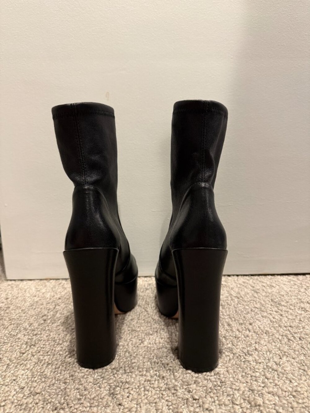 Stuart Weitzman Skyhigh Stretch Leather Platform Booties - Picture 3 of 5